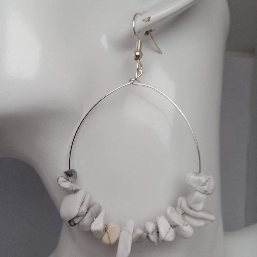 Howlite stone chip earrings